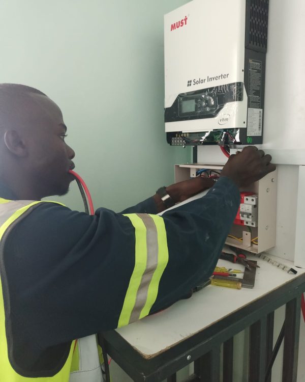 Technician Installing solar